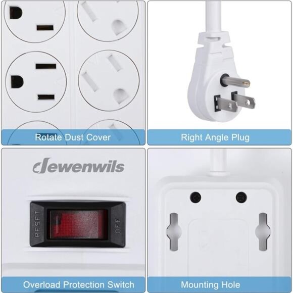 8-Outlet Power Strip with Timer (4 Timed/ 4 Always On), Digital Timer Outlet - Picture 3 of 7